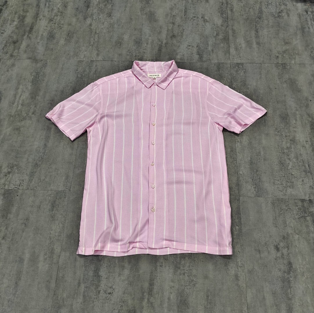 瑕疵夏季复古轻薄宽松休闲翻领衬衫简约条纹通勤开衫短袖