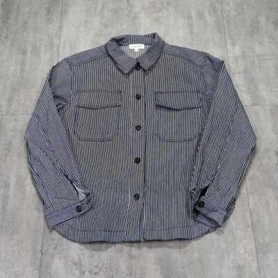 日系硬挺阿美咔叽复古青年工装衬衫全棉条纹宽松长袖衬衣男