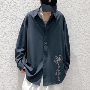 秋季潮新款宽松慵懒风灰色衬衫设计感XZ517A-1-CS801-P48控58图片