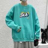 灰色宽松大码圆领印花卫衣港风大皂情侣XZ517A-1-WY602-P43控58，男装卫衣，星座517A-1