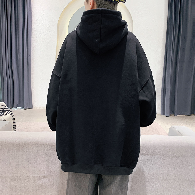黑色宽松大码连帽印花卫衣港风大皂情侣XZ517A-1-WY803-P48控68,男装卫衣,星座517A-1