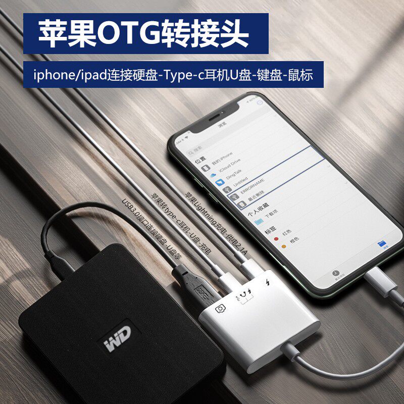 适用苹果手机读硬盘USB连接王读卡器
