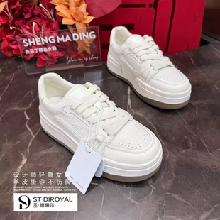 圣德俪尔2026春季新款厚底系带百搭时尚增高小白鞋休闲鞋