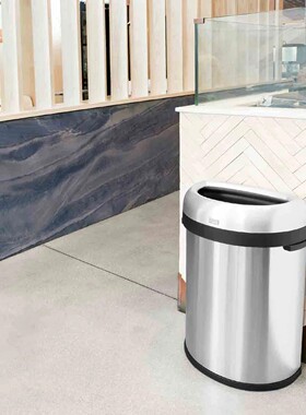 美国Simplehuman 60L 80L敞口垃圾桶轻奢家用不锈钢无盖直投简约