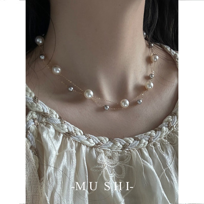 双层满天星珍珠项链女款2025新款爆款轻奢小众高级感锁骨链颈链女