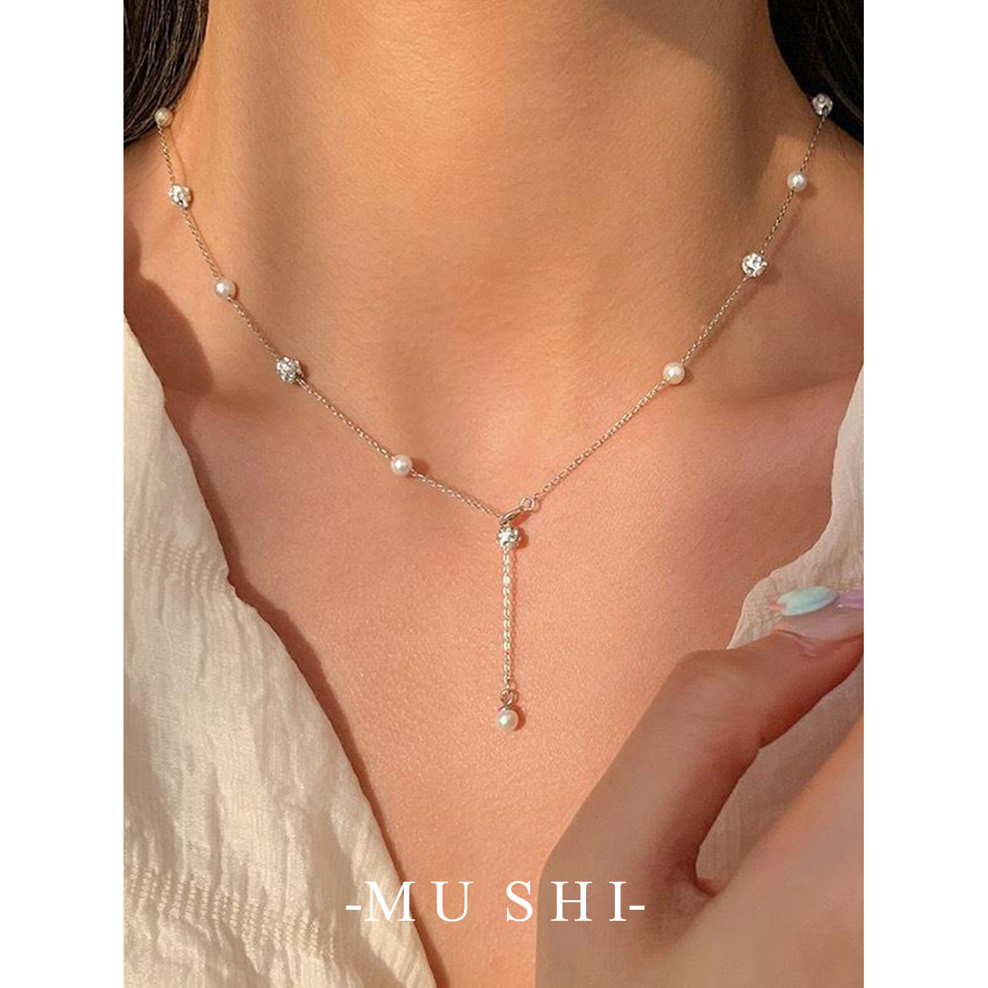 气质简约珍珠项链女s925银森系