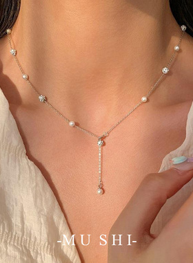 气质简约珍珠项链女s925银森系