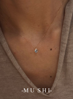 海蓝爱心项链女通体s925纯银