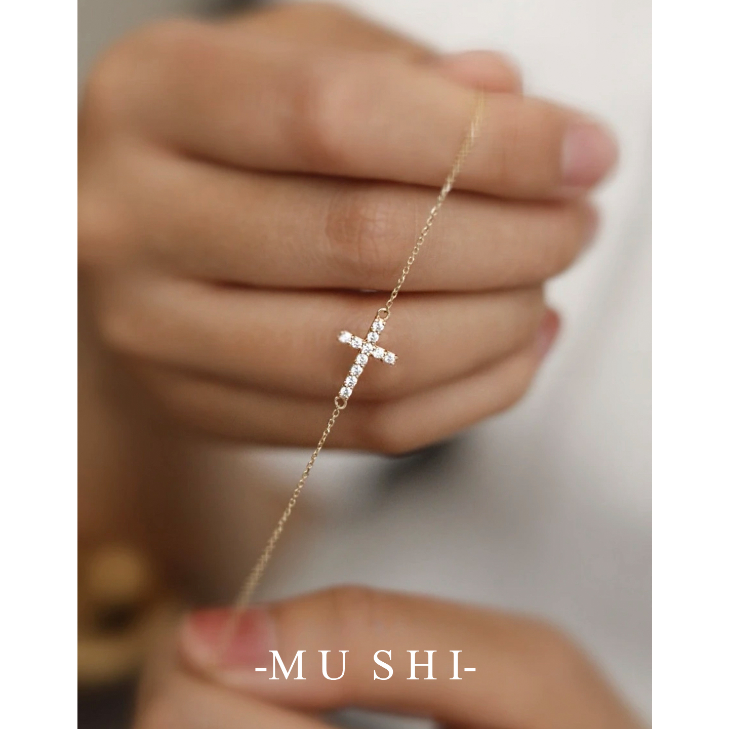 十字架手链女s925纯银镀18K金