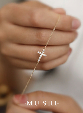 十字架手链女s925纯银镀18K金