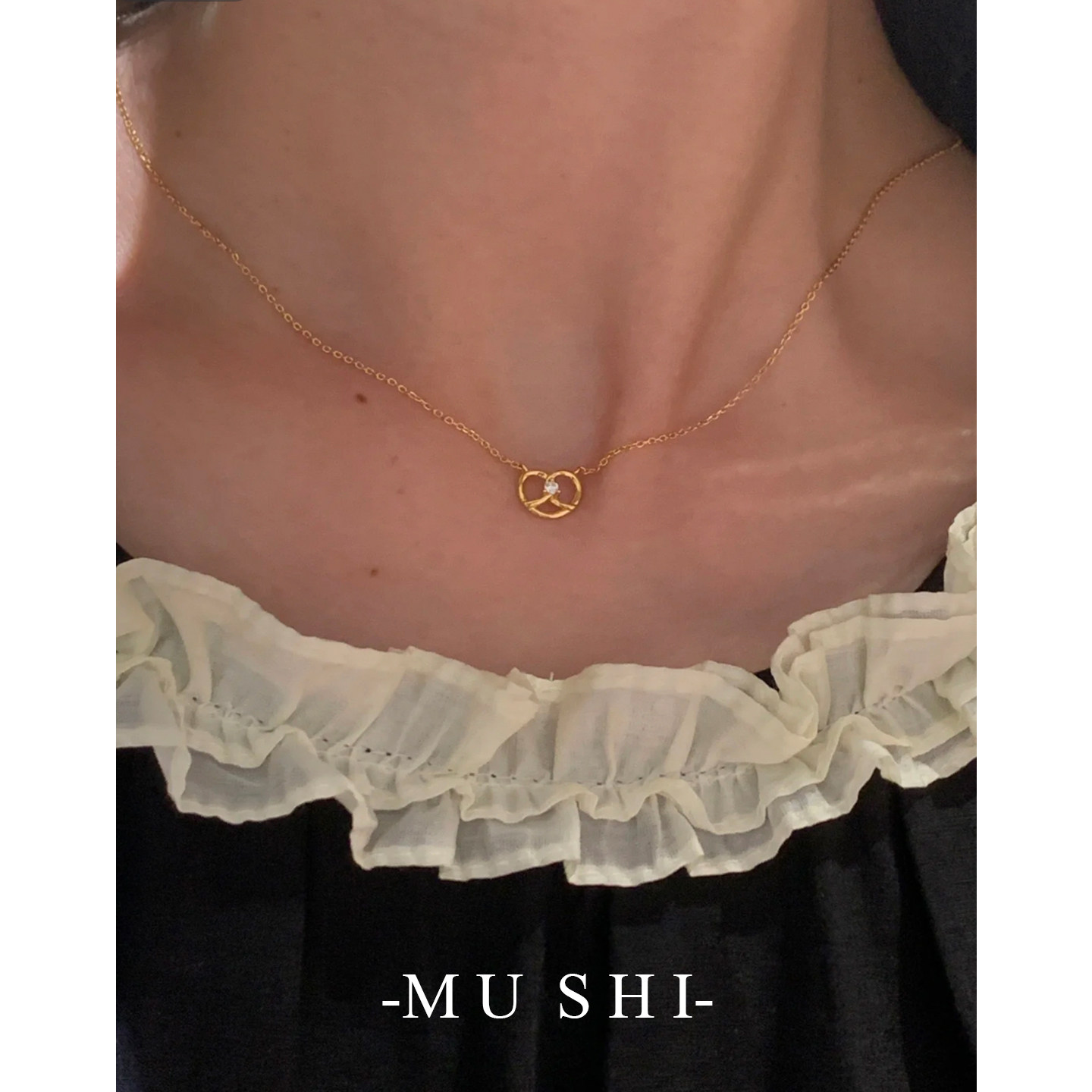 碱水面包项链女s925纯银镀18K金锆石可爱小众纯银2025新款锁骨链