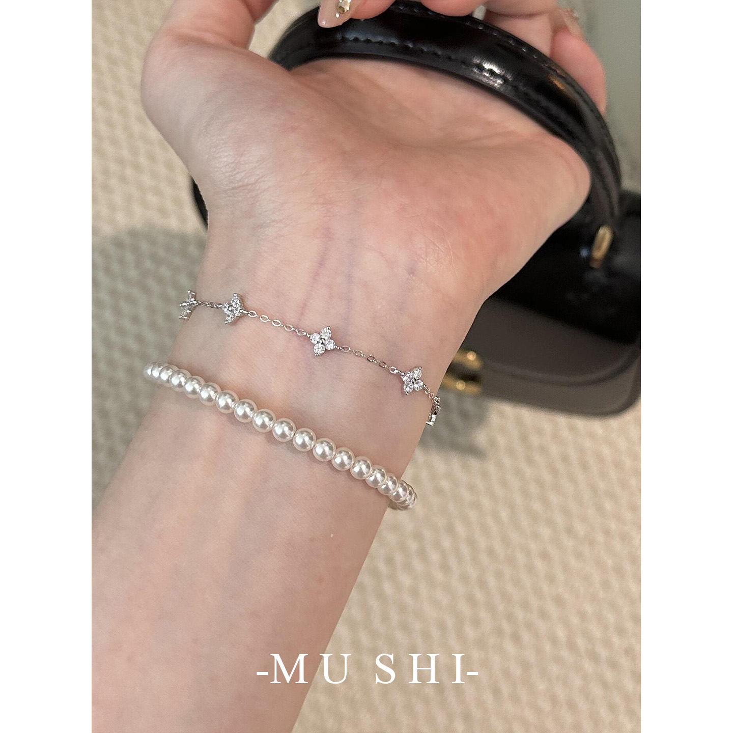 四叶草通体s925银爆闪手链