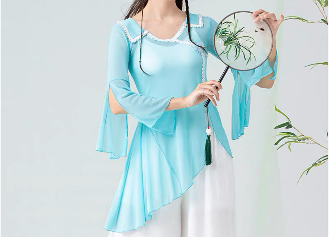 017古典舞练功服女儿童中国风舞飘逸舞蹈服女童身韵纱衣演出服M
