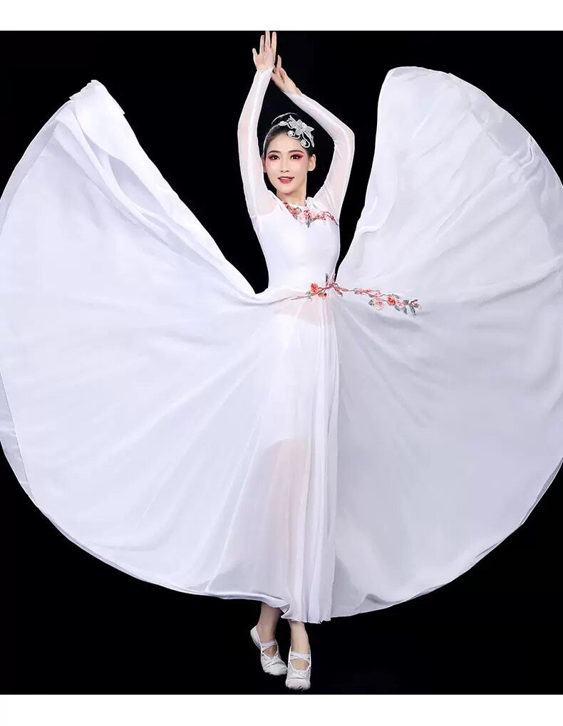 015现代舞蹈服演出服女中国风舞台连衣裙纱裙开场舞大摆裙表演服
