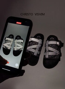 莆田CHRISTO VISVIM拖鞋男潮休闲外穿男生一字拖情侣沙滩鞋男凉鞋