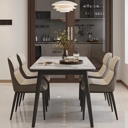 岩板餐桌全托底板家用小户型轻奢简约现代商用饭桌岩板桌子餐桌椅