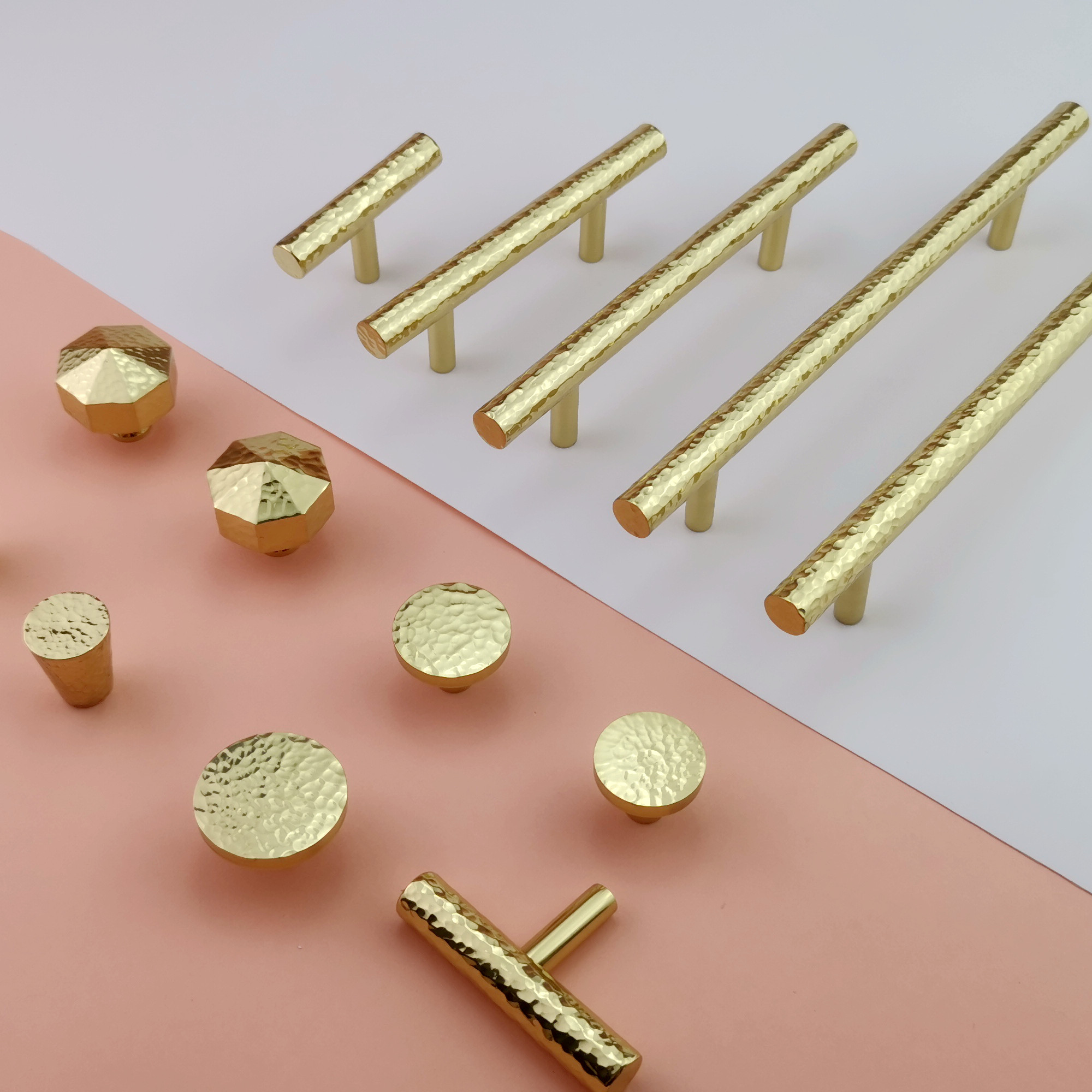 轻奢纯黄铜锤纹圆形拉手北欧简约高端衣橱柜门抽屉家具黄铜长把手,基础建材,小拉手,淘宝优惠券,粉丝福利购,淘宝优惠卷