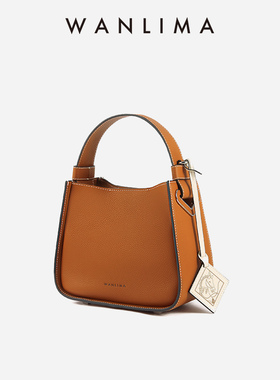 万里马头层牛皮菜篮子设计师手提水桶包女单肩真皮包极简大容量