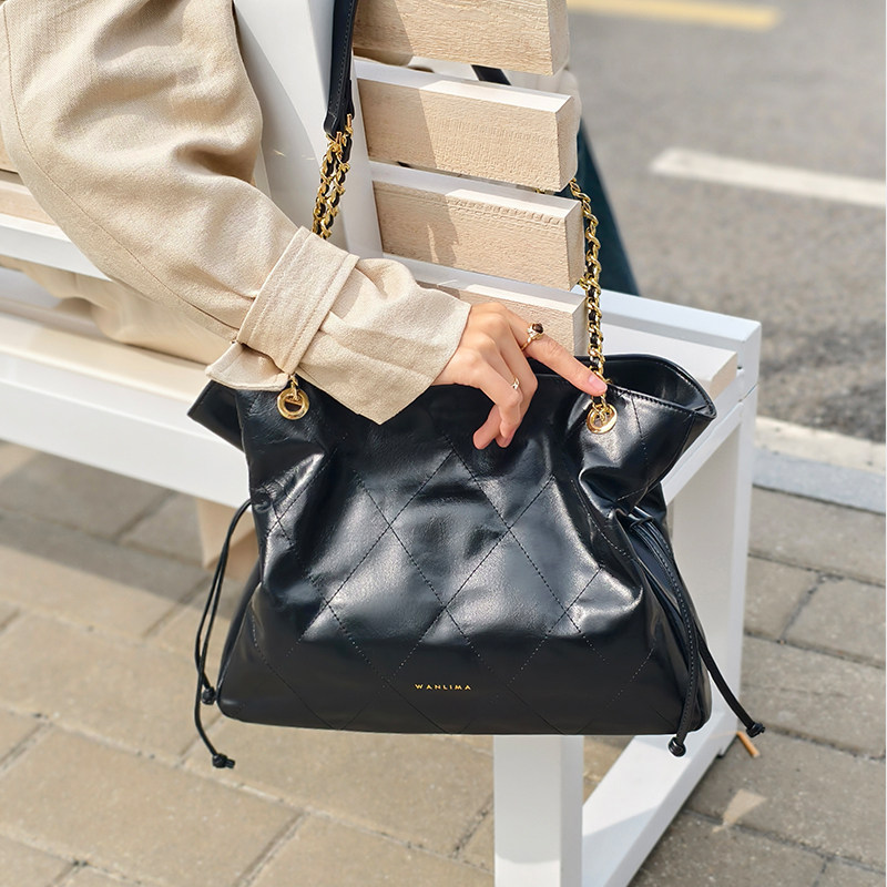 福袋包【可收腰】【超能小太阳】万里马慵懒垃圾袋通勤手提包链条,箱包皮具/热销女包/男包,托特包,淘宝优惠券,粉丝福利购,淘宝优惠卷