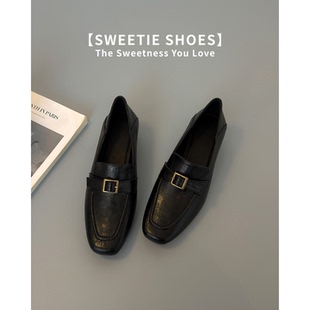 乐福鞋 百搭英伦风小皮鞋 女2025新款 单鞋 通勤粗跟4cm高法式 牛皮版