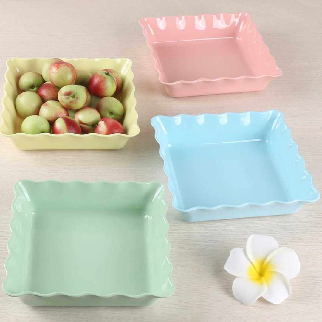 可亮密胺四方形水果盘正方置物盘家用零食盘干果盘客厅创意茶几盘