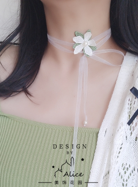 Alice美饰花园超仙绑带锁骨链女
