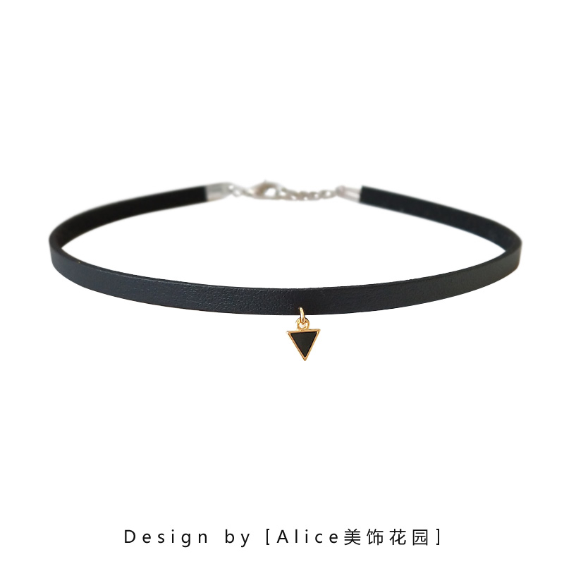 alice百搭黑色皮质暗黑少女项圈