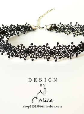Alice超仙蕾丝颈带choker黑白色锁骨链网红颈链复古项圈女chocker