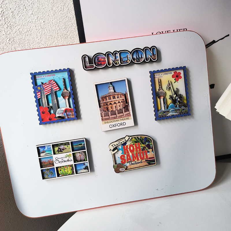 立体双层木质纪念磁性冰箱贴