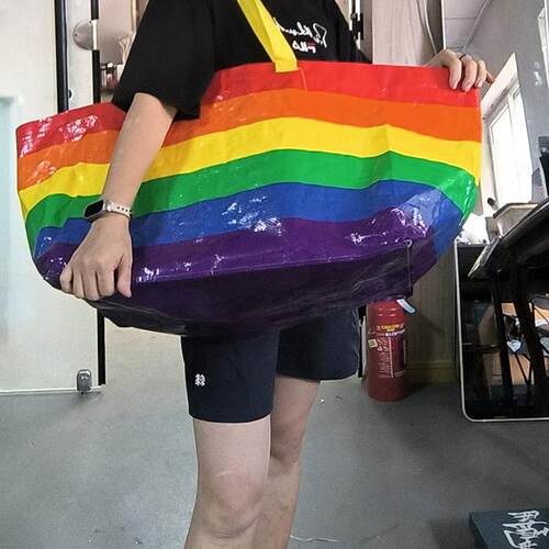 彩虹包大容量防水环保购物袋