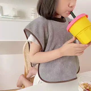 韩国儿童牛奶绒洗漱刷牙洗脸隔脏巾套头防脏围嘴洗脸巾柔软吸水