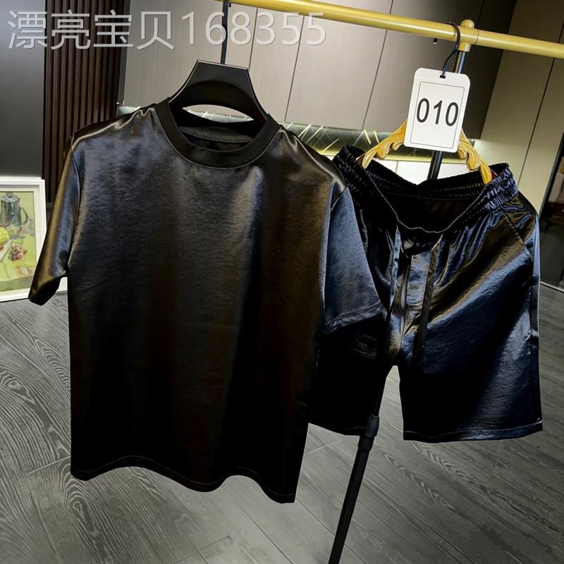 轻奢男2026夏季新款一套搭配帅气套装度假休闲醋酸T恤短裤两件套