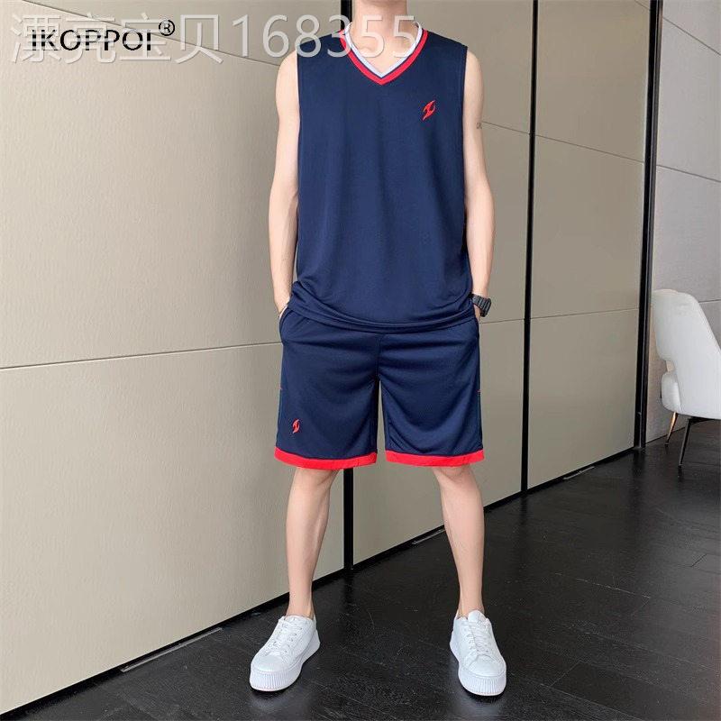 高端篮球球衣训练服男夏季冰丝速干 干T恤跑步运动篮球服套装V领