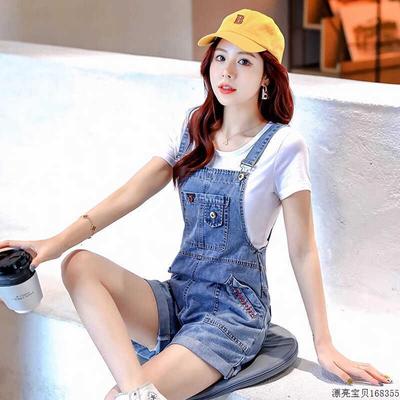 牛仔背带短裤女夏季薄款2025新款小个子宽松洋气减龄阔腿连体裤潮