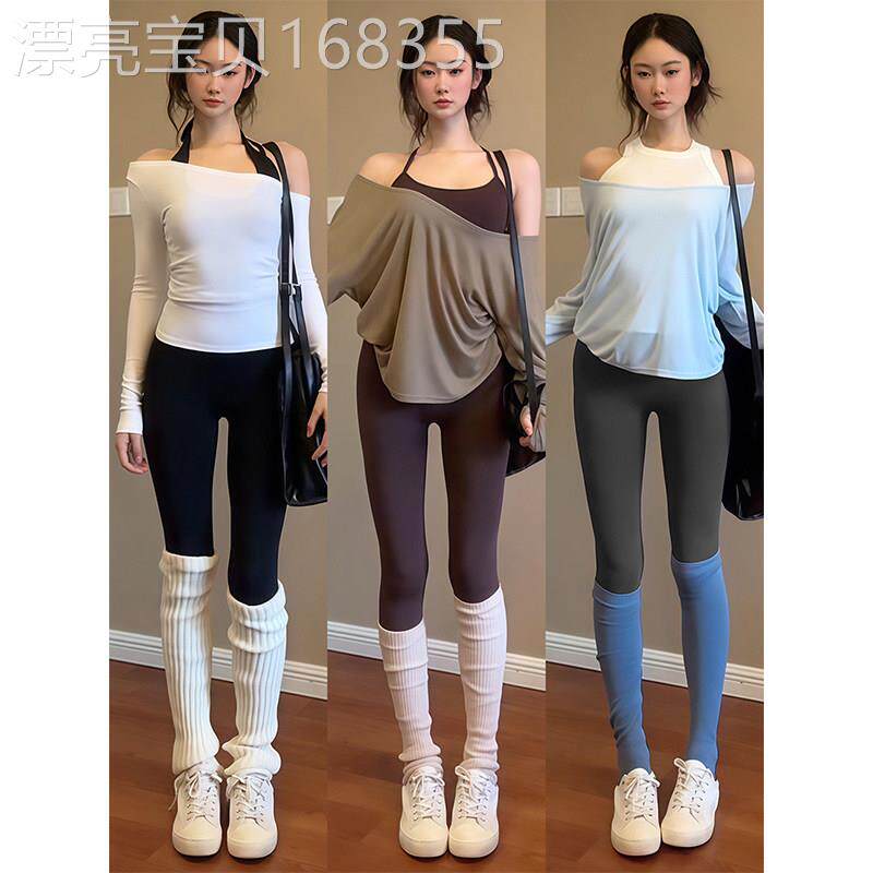 黑色高腰无痕鲨鱼裤女2026新款秋冬弹力紧身显瘦外穿瑜伽打底长裤