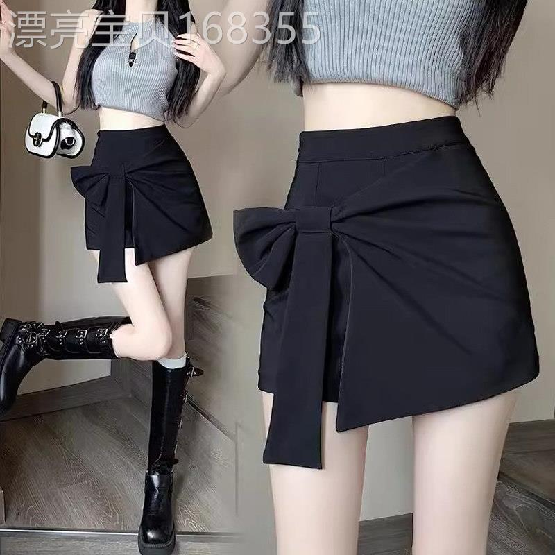高级感蝴蝶结半身裙女夏季新款高腰A字短裙子辣妹修身显瘦包臀裙