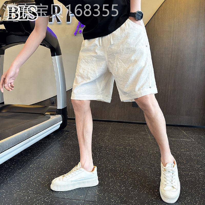 高端白色亚麻短裤男士夏季薄款2026新款棉麻透气休闲裤男士五分裤