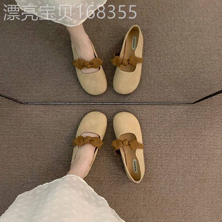 时尚平底休闲玛丽珍单鞋女款2026春秋季新款百搭一脚蹬潮流豆豆鞋