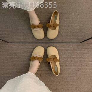时尚平底休闲玛丽珍单鞋女款2026春秋季新款百搭一脚蹬潮流豆豆鞋