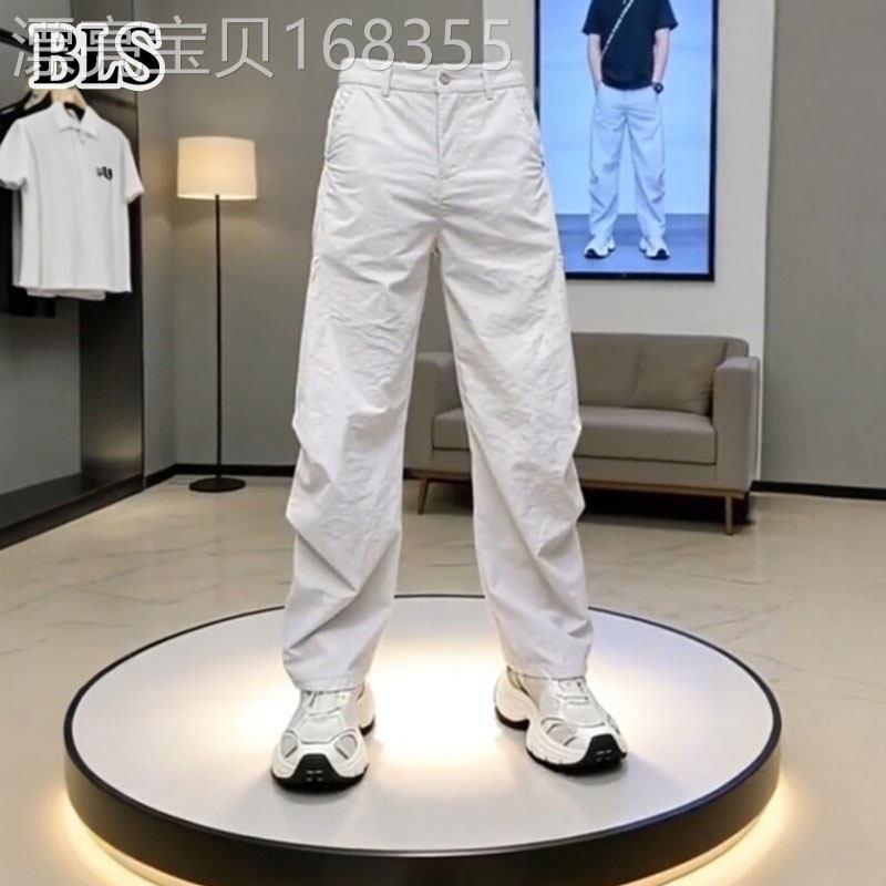 高端灰色冰丝休闲裤男款夏季薄款2026新款速干直筒男士运动哈伦裤