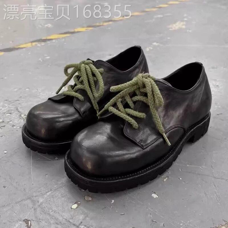 【高品质】巴黎米奇大头德比鞋厚底增高丑萌皮鞋黑色德训鞋男款女