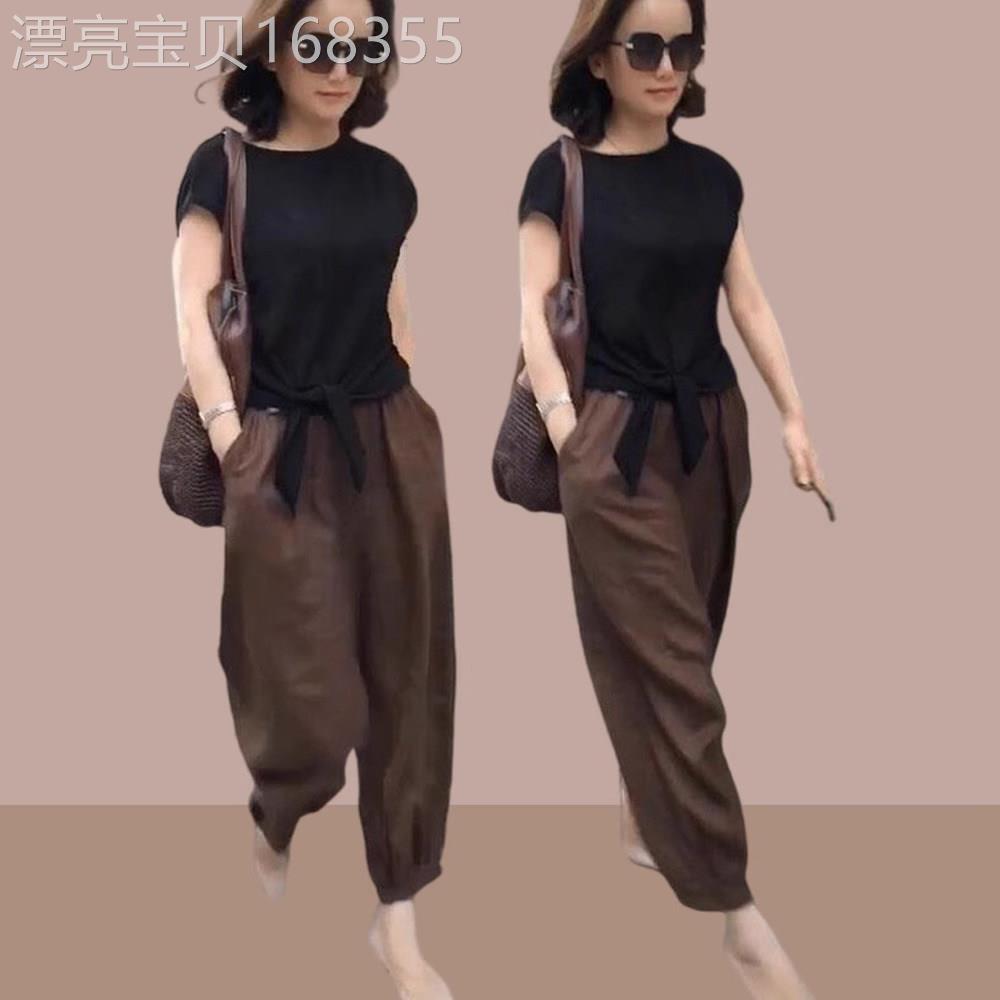 夏季套装女2026新款薄款小个子短袖t恤哈伦裤休闲时尚洋派两件套