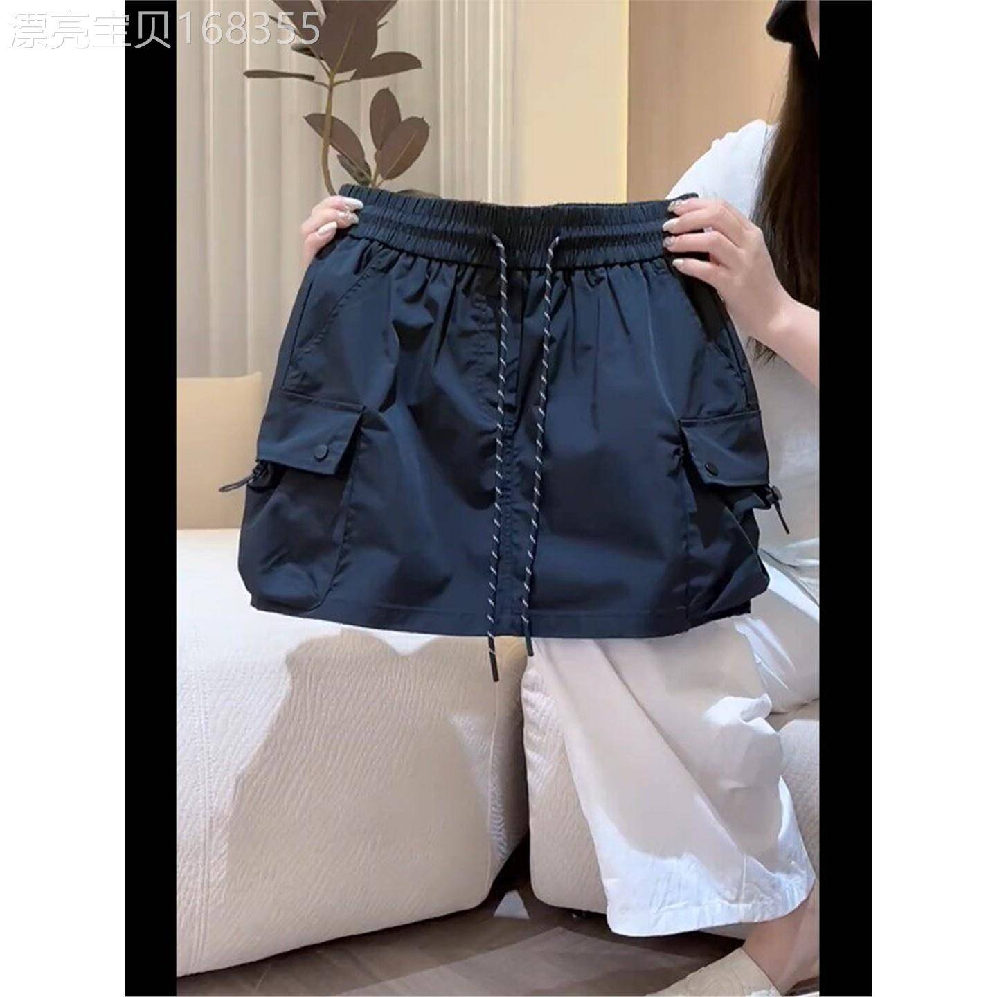 潮牌美式抽绳工装裙女夏季新款时尚潮流气质高级感百搭休闲短裙