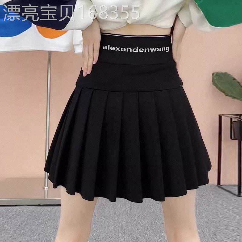百褶裙女春夏欧货防走光弹力垂感高腰黑色半身裙小个子a字短裙裤