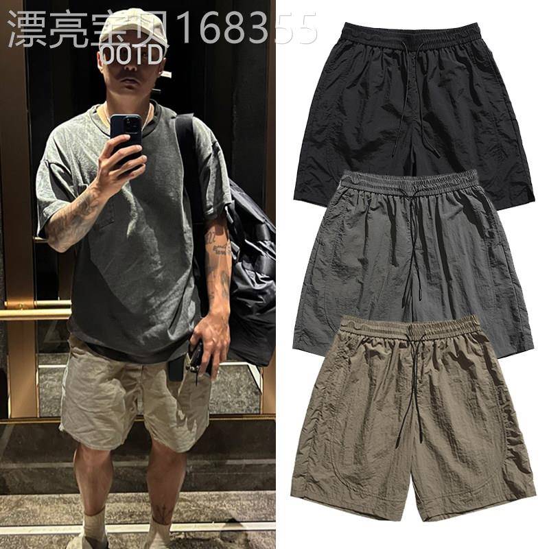 香港潮牌余文乐工装短裤男士夏季宽松日系休闲直筒阔腿运动五分裤