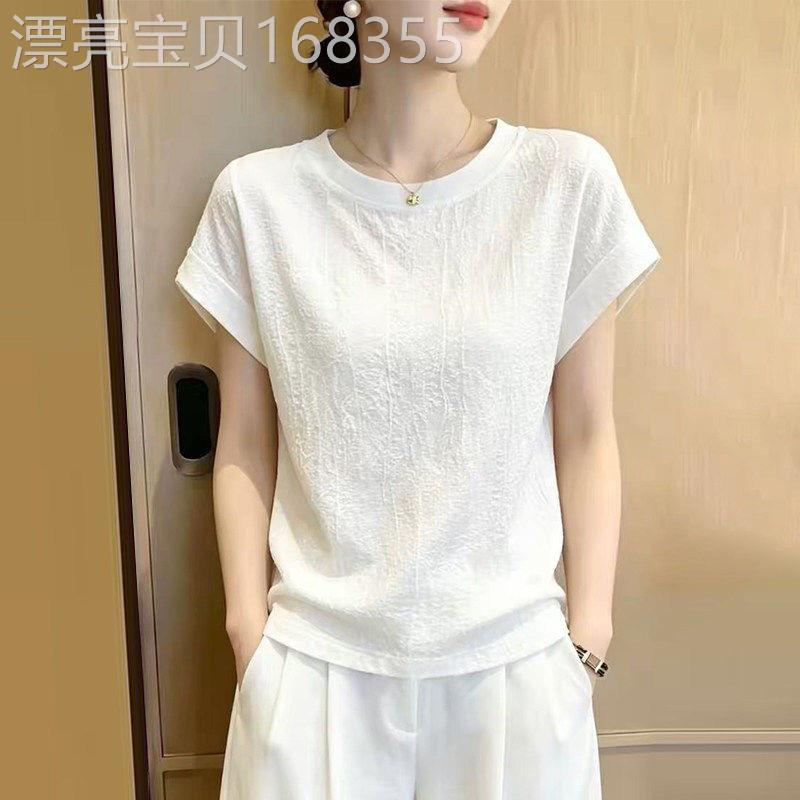 白色时尚短袖t恤女2026夏季新款高级感减龄休闲显瘦雪纺小衫上衣