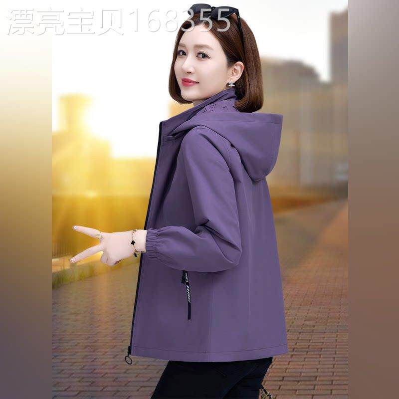 潮牌中老年薄款风衣外套女2026春秋新款妈妈休闲宽松双面穿冲锋衣