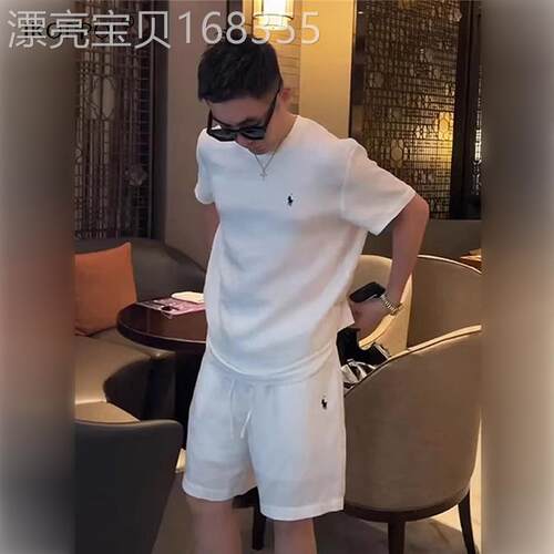 高端老钱风天丝亚麻短袖套装2025夏季薄款高级感休闲 短裤一整套