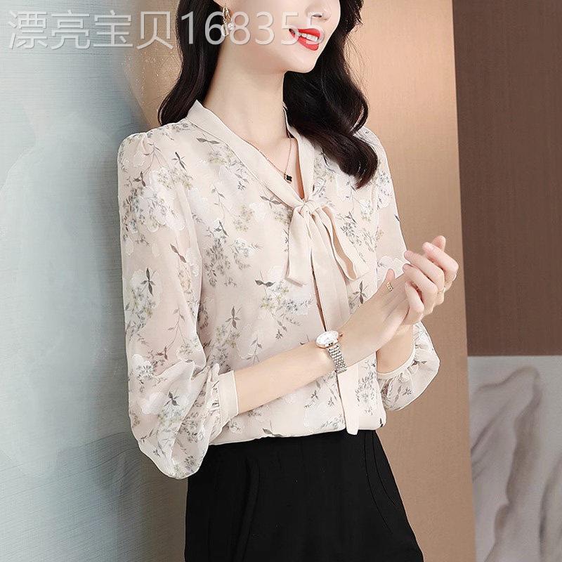 碎花雪纺衬衫女士长袖春秋2026年新款时尚洋气小衫设计感小众上衣
