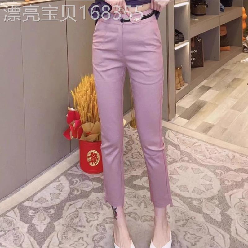 2025春秋新款时尚休闲女裤高腰显瘦直筒西裤大尺码九分小脚烟管裤